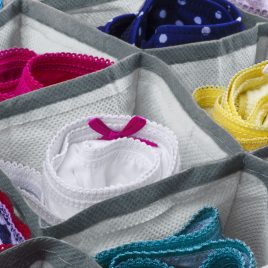   Bewello Szövet tárolódoboz - 32 x 32 x 12 cm - 8 zseb - szürke