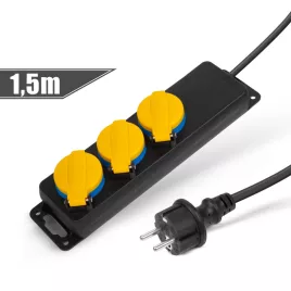   Delight Kültéri elosztó fedéllel - 1,5 m - 3 x 230V - 3 x 1,5 mm2, gumi - IP44