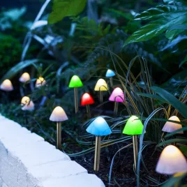   Garden of Eden LED-es szolár lámpa - 12 db mini gomba - színes - 28,5 cm x 4 m