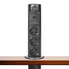   Delight Motoros rejtett elosztó - 'Touchcontrol' - 3-as + USB + Type-C - fekete