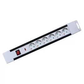   Home NVP 06K/WH túlfeszültség védett hálózati elosztó, 2 m, kapcsolós, H05VV-F 3G1,5 mm2 kábel, IP20 kivitel, 6 aljzat, max. 350