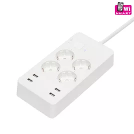   Home NV 4 WIFI smart elosztó, 1,5 m, H05VV-F 3G1,5 mm2 kábel, 4 földelt aljzat, 4 USB aljzat, max.3680W, Tuya alkalmazás kompati