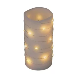   Home MLF 26/WW micro LED-es fényfüzér, 2 m / 20 db melegfehér micro LED, állófényű, átlátszó vezeték, időzíthető, gombelemes, la