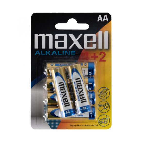 Maxell LR6 4+2 AA elem, alkáli, ceruza, 1,5V, 6 db/csomag