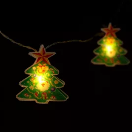   Family LED fényfüzér - karácsonyfa - 10 LED - 1,35 méter - melegfehér - 2 x AA