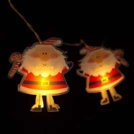  Family LED fényfüzér - mikulás - 10 LED - 1,35 méter - melegfehér - 2 x AA