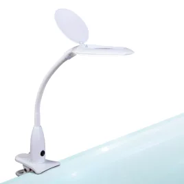 Handy csipeszes asztali LED lámpa nagyítóval, fehér