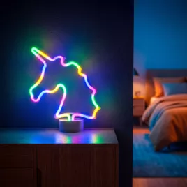   Phenom színes unikornis neon LED lámpa, 3 x AA + USB, 28,5 x 8,5 x 24,5 cm