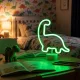 Phenom zöld dinoszaurusz neon LED gyereklámpa, 3 x AA + USB, 25,9 x 8,5 x 24,3 cm