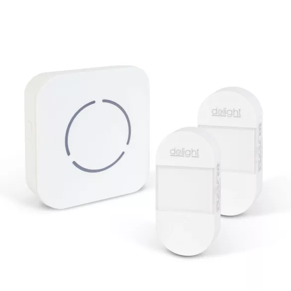 Delight Kinetic digitális vezeték nélküli csengő 2 kültéri egységgel, fehér, kék LED