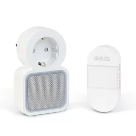   Delight Kinetic digitális vezeték nélküli csengő, 220-240V AC aljzat, fehér, kék LED