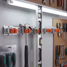   Handy univerzális fali takarítóeszköz- és szerszámtartó akasztókkal, 5 részes