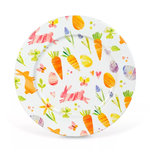Fém húsvéti tálca répás mintával 33 cm
