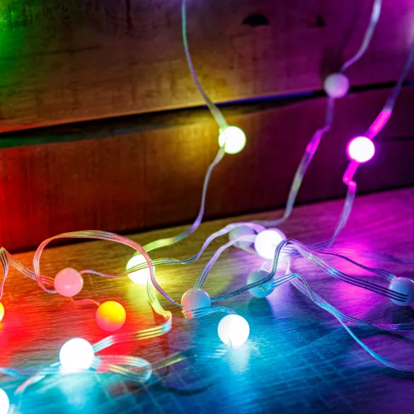Phenom smart USB fényfüzér 5 m, 33 db RGBIC LED, Bluetooth, zene mód, IP65