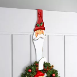 Karácsonyi fém ajtódísz tartó, mikulás, 38 cm