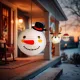 Karácsonyi hóemberes papír lampion 30 cm