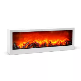   Bewello kandalló LED-es lánghatással, fehér, elemes/USB-s, 60 x 10 x 20 cm