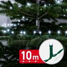   Phenom 10 m fényfüzér, 200 LED, hidegfehér, zöld kábellel