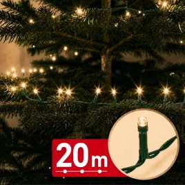   Phenom 20 m-es melegfehér fényfüzér 400 LED-del, zöld kábellel, 100-240V, 6W
