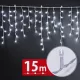 Phenom függöny fényfüzér, 15 m, 600 LED, hidegfehér, átlátszó kábellel