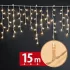 Phenom melegfehér függöny fényfüzér 15 m 600 LED átlátszó kábellel
