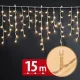 Phenom melegfehér függöny fényfüzér 15 m 600 LED átlátszó kábellel