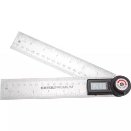   EXTOL PREMIUM digitális szögmérő-vonalzó, szög- és hosszmérésre, 0-360°, pontosság: ±0,3°, 2×200 mm, Alu szár mm és coll beosztá