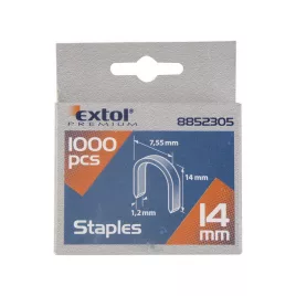   EXTOL PREMIUM U-szeg profi tűzőgéphez 7,55×0,52×1,2mm ; 14mm, 1000db, használható: 4770704, 8851110 és 8851112 tűzőgéphez