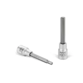   FORTUM bitdugófej, imbusz, 1/2', hosszú, 61CrV5/S2, mattkróm; 6mm (HX6), 100mm FORTUM