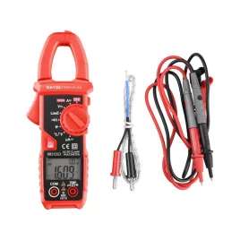   EXTOL PREMIUM lakatfogó és digitális multiméter; Amper/Volt/Ohm mérő, hangjelző funkcióval, CE, 2 db 1,5V AAA elem