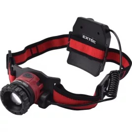   EXTOL LIGHT LED fejlámpa, 10 W, CREE XPL, 450 Lumen; tölthető akkuval, zoom + 3 funkció (teljes/ 1/4 fényerő, villogás), fehér+p
