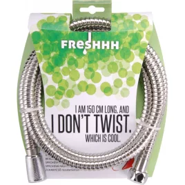   Freshhh zuhanytömlő, rozsdamentes acél; 1,8m, kétszeresen zárt, csavarodás mentes