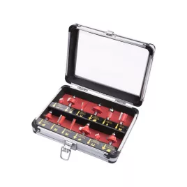   EXTOL PREMIUM felsőmaró klt. 12db, kissebb szett (alu kofferben) ; 8mm-es befogással, keményfém lapkás