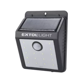   EXTOL LIGHT éjszakai készenléti LED lámpa, 0,4W, 16 LED; 120 Lm, napelem+szenzor, Li-ion akkus, 1200 mAh, falra szerelhető