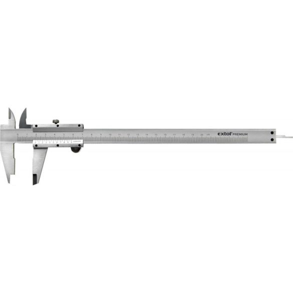 EXTOL PREMIUM tolómérő INOX (mélységmérővel) ; 0,05×200mm