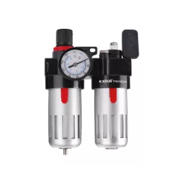   EXTOL PREMIUM levegőelőkészítő (légszűrő nyomásszabályozóval, olajozóval ésmanométerrel),max.8Bar,1/4',max.60°C,90ml szűrő&90mlo