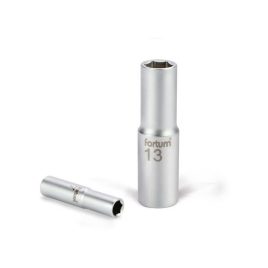   FORTUM dugófej, hosszított, 1/4', 13mm, 61CrV5, mattkróm, 50mm hosszú