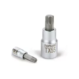   FORTUM bitdugófej, torx, 1/4', 61CrV5/S2, mattkróm; TX10