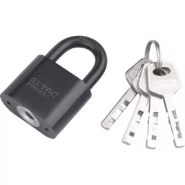   EXTOL PREMIUM lakat, vas, fekete, 4db kulcs; 40mm, edzett acél kengyel, szárátmérő: 7 mm
