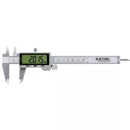   EXTOL PREMIUM digitális tolómérő; 0,01×150mm, mélységmérővel, rozsdamentes acél, pontosság ±0,02 mm, IP54