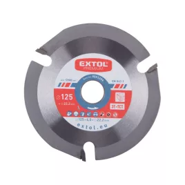   EXTOL PREMIUM körfűrészlap, keményfémlapkás, 125×22,2mm(lyuk átm), T3; 4,0 mm lapkaszélesség, max. 12.000 ford/perc