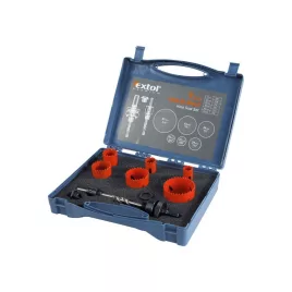   EXTOL PREMIUM körkivágó klt., HSS Bi-metál, 9db-os, (19-22-29-38-44-57mm) műanyag,fa,gipszkarton,ALU,réz,vas, acél, rozsdamentes