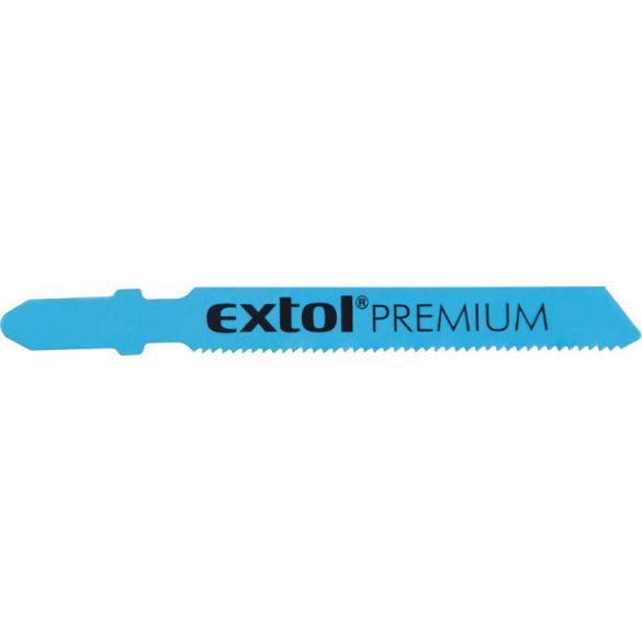 EXTOL PREMIUM dekopírlap fémre, 5db, Bosch befogás, HSS; 51×8×1,5mm, 1,2mm fogtáv, mart, hullámosított fogak, egyenes vágás, acé