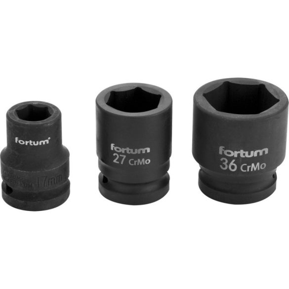 FORTUM gépi (impakt) dugófej 3/4', 34mm, L 57 mm, feketített, FORTUM