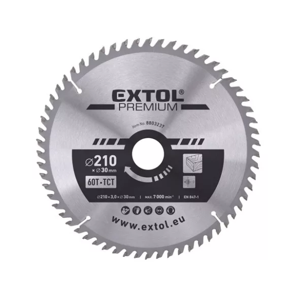 EXTOL PREMIUM keményfémlapkás körfűrészlap 140×16mm T30 2,8mm max. 9000 ford/perc
