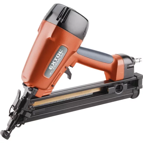 EXTOL PREMIUM pneumatikus szögbelövő gép szalagtáras szegekhez, 4,9-8 Bar, 1/4", 90 lövés/perc
