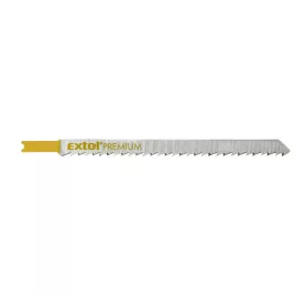   EXTOL PREMIUM dekopírlap, 5db, univerzális befogás, HCS; 126×9×1,5mm, 4mm fogtáv, kösz. fogak, egyenes durva gyorsvágás, puhafáh