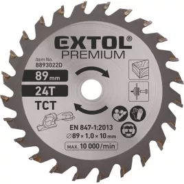   EXTOL PREMIUM keményfém lapkás körfűrészlap 89mm 24T mini körfűrészhez, fára és farostlemezre