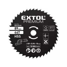   EXTOL PREMIUM HSS körfűrészlap 89mm 44T mini körfűrészhez, műanyaghoz, puhafémhez, gipszkartonhoz