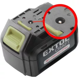   EXTOL CRAFT tartalék akku régebbi típusú 402440 Li-ion töltőhöz, 18V 1500mAh, 2 saru+1 tüske
